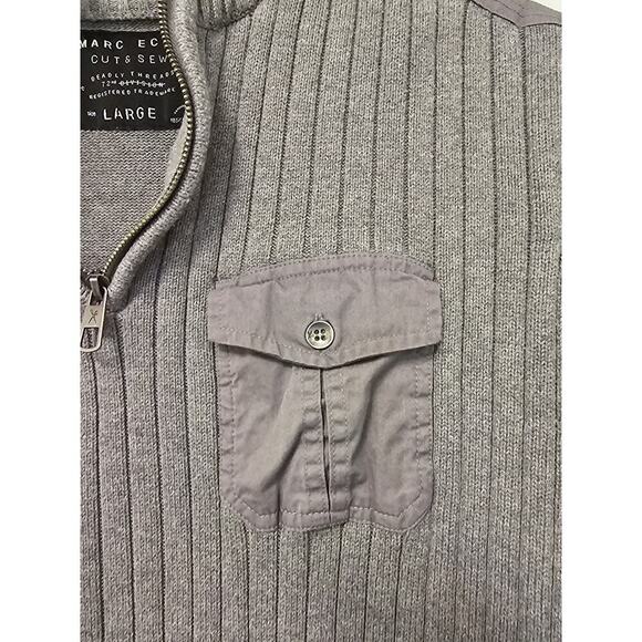Marc Ecko Cut & Sew Deadly Threads Gray Quarter Zip Pullover Sweater Size Large - Picture 4 of 5